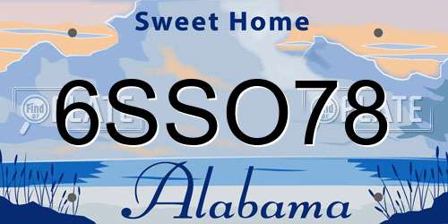 6SSO78 Alabama License Plate