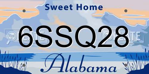6SSQ28 Alabama License Plate