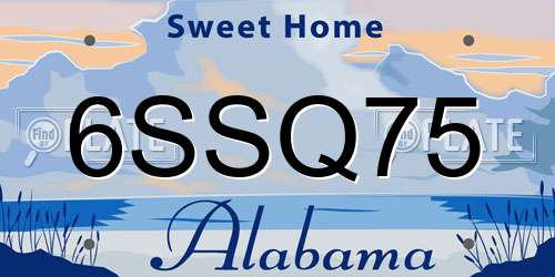 6SSQ75 Alabama License Plate