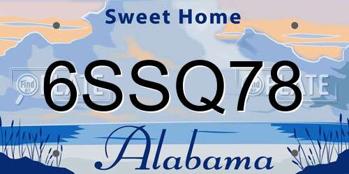 6SSQ78 Alabama License Plate