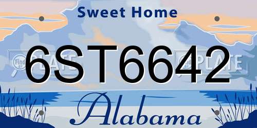 6ST6642 Alabama License Plate