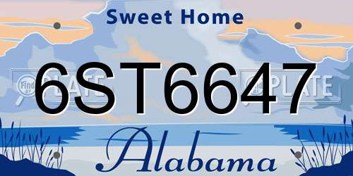 6ST6647 Alabama License Plate
