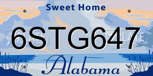 6STG647 Alabama License Plate