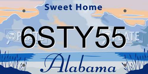 6STY55 Alabama License Plate