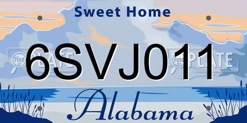 6SVJ011 Alabama License Plate