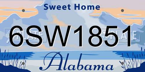 6SW1851 Alabama License Plate