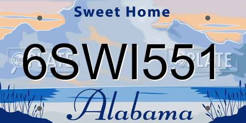 6SWI551 Alabama License Plate