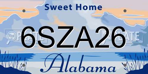 6SZA26 Alabama License Plate