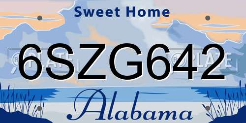 6SZG642 Alabama License Plate