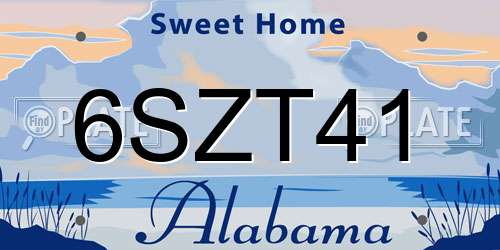 6SZT41 Alabama License Plate