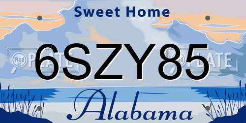 6SZY85 Alabama License Plate