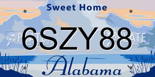 6SZY88 Alabama License Plate