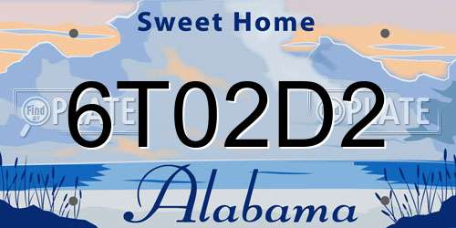 6T02D2 Alabama License Plate