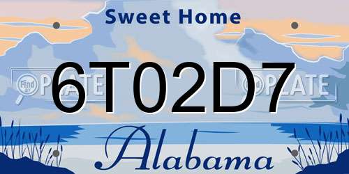 6T02D7 Alabama License Plate