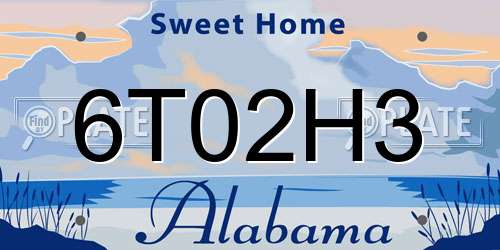6T02H3 Alabama License Plate