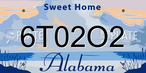 6T02O2 Alabama License Plate
