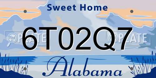 6T02Q7 Alabama License Plate