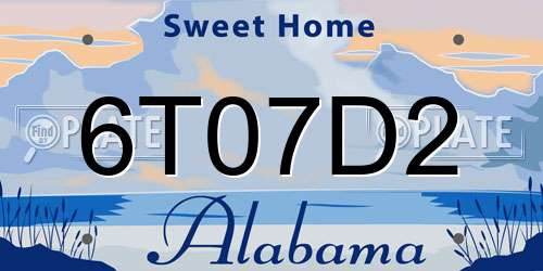 6T07D2 Alabama License Plate