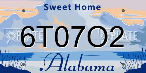 6T07O2 Alabama License Plate