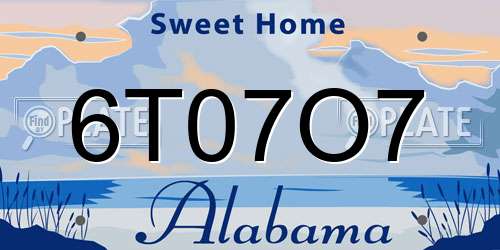 6T07O7 Alabama License Plate