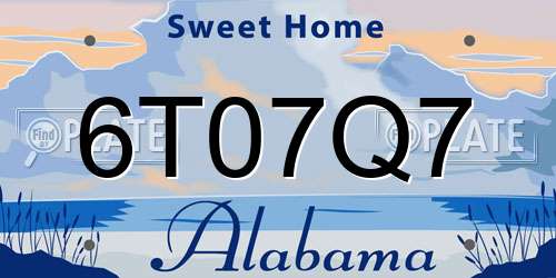 6T07Q7 Alabama License Plate