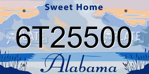 6T25500 Alabama License Plate