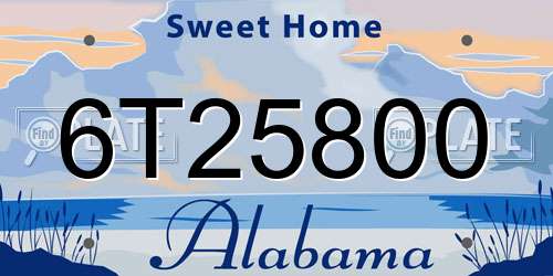 6T25800 Alabama License Plate