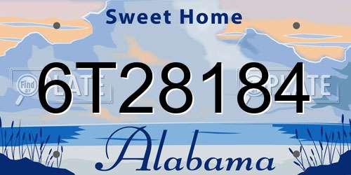 6T28184 Alabama License Plate