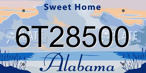 6T28500 Alabama License Plate
