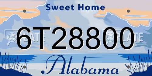 6T28800 Alabama License Plate