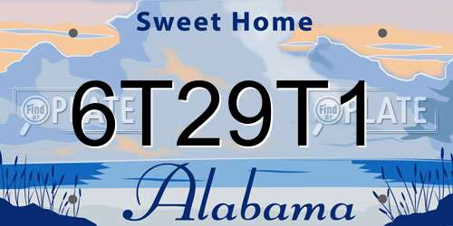 6T29T1 Alabama License Plate