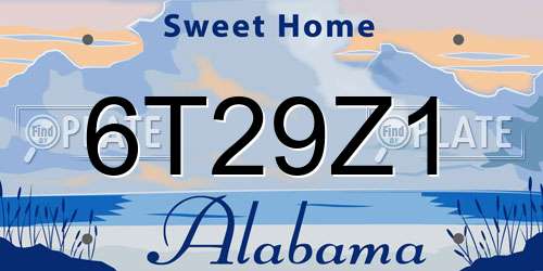 6T29Z1 Alabama License Plate