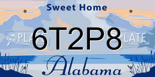6T2P8 Alabama License Plate
