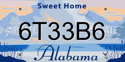 6T33B6 Alabama License Plate