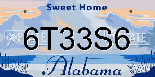 6T33S6 Alabama License Plate