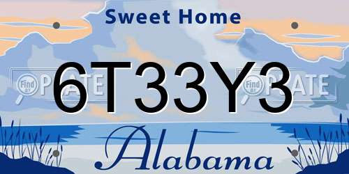 6T33Y3 Alabama License Plate