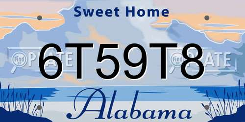 6T59T8 Alabama License Plate