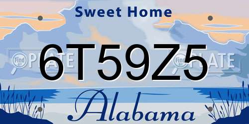 6T59Z5 Alabama License Plate