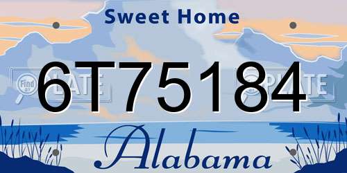 6T75184 Alabama License Plate