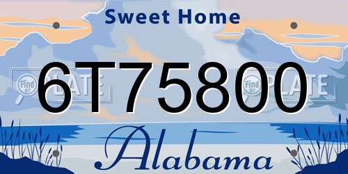6T75800 Alabama License Plate