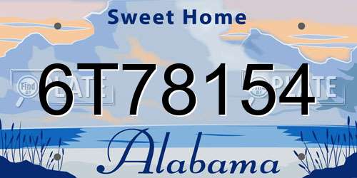 6T78154 Alabama License Plate