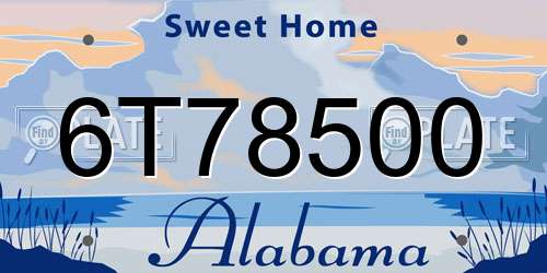 6T78500 Alabama License Plate