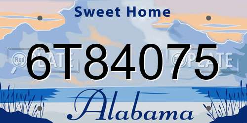 6T84075 Alabama License Plate