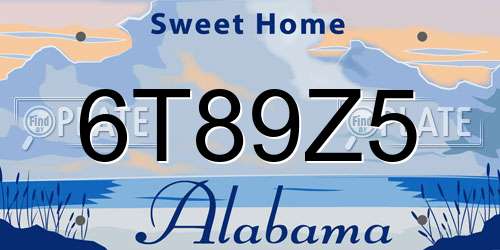 6T89Z5 Alabama License Plate