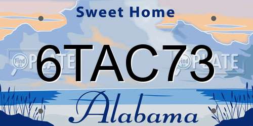6TAC73 Alabama License Plate
