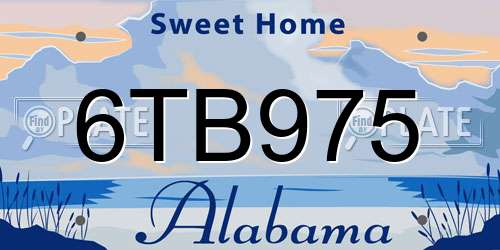6TB975 Alabama License Plate