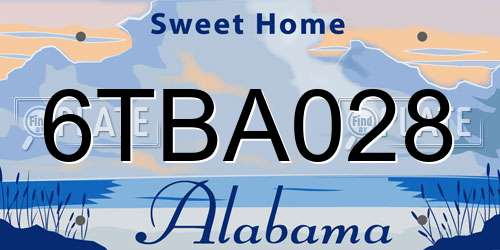 6TBA028 Alabama License Plate