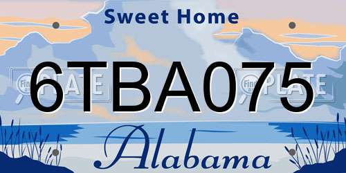 6TBA075 Alabama License Plate