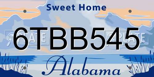 6TBB545 Alabama License Plate