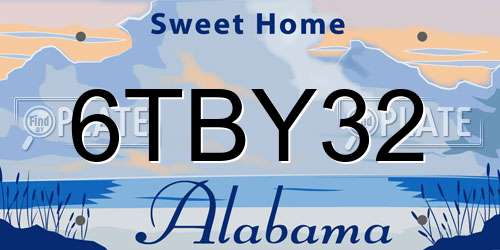 6TBY32 Alabama License Plate